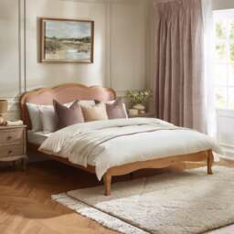 Evelyn - King-Size - Low Foot-end Bed - Pink/Oak - Fabric/Wood - 5ft - thumbnail 1
