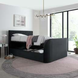 Sherlock - Super King Size - Side-Opening Ottoman Storage Electric TV Bed - Dark Grey - Velvet - 6ft - Happy Beds - thumbnail 3