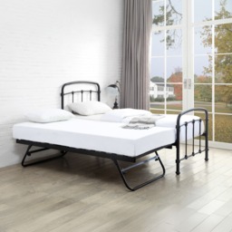 Mostyn - Single - Guest Bed with Underbed Trundle - Black - Metal - 3ft - Happy Beds