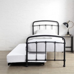 Mostyn - Single - Guest Bed with Underbed Trundle - Black - Metal - 3ft - Happy Beds - thumbnail 3