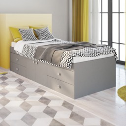 Arctic - Single - Kids Low Sleeper 4 Drawer Storage Bed - Grey - Wood - 3ft - Happy Beds - thumbnail 1