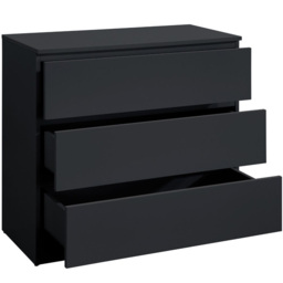 Oslo - 3 Drawer Chest of Drawers - Black - Wooden - Happy Beds - thumbnail 5