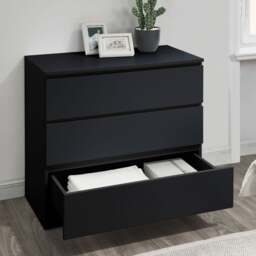 Oslo - 3 Drawer Chest of Drawers - Black - Wooden - Happy Beds - thumbnail 2