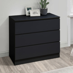 Oslo - 3 Drawer Chest of Drawers - Black - Wooden - Happy Beds - thumbnail 1