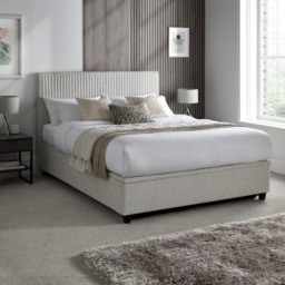 Avery - King Size - Ottoman Storage Bed - Stone Grey - Fabric - 5ft - Happy Beds