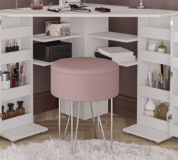 Olivia - Corner Dressing Table With Storage - White - Wooden - Happy Beds - thumbnail 5