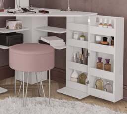Olivia - Corner Dressing Table With Storage - White - Wooden - Happy Beds - thumbnail 3