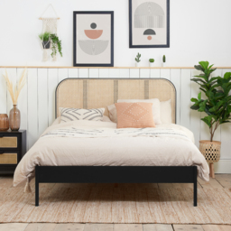 Margot - King Size - Rattan Bed - Black - Wooden - Low Foot-End - 5ft - Happy Beds - thumbnail 2