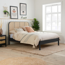 Margot - King Size - Rattan Bed - Black - Wooden - Low Foot-End - 5ft - Happy Beds - thumbnail 1