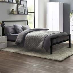 Soto - Small Double - Low Foot-End Metal Bed - Satin Black - Metal - 4ft - Happy Beds - thumbnail 1