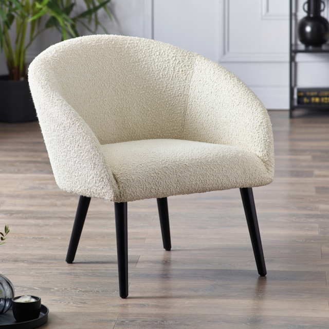 Amari – Boucle Accent Chair – Ivory – Boucle Fabric - Make It Homely - image 1