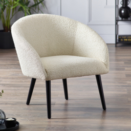 Amari – Boucle Accent Chair – Ivory – Boucle Fabric - Make It Homely - thumbnail 1