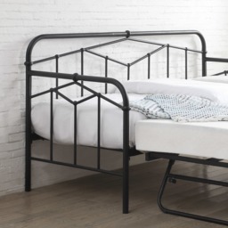 Axton - Single - Day Bed with Trundle - Black - Metal - 3ft - Happy Beds - thumbnail 3