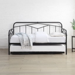 Axton - Single - Day Bed with Trundle - Black - Metal - 3ft - Happy Beds - thumbnail 2
