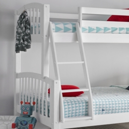 American - Kids Triple Sleeper Bunk Bed -- White - Wooden - 3ft and 4ft - Happy Beds - thumbnail 2