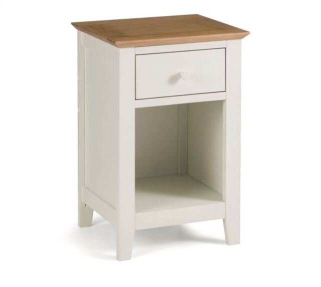 Salerno - 1 Drawer Bedside Table - Ivory/Oak - Wooden - Happy Beds - image 1