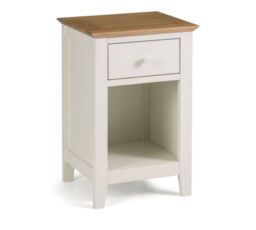 Salerno - 1 Drawer Bedside Table - Ivory/Oak - Wooden - Happy Beds - thumbnail 1