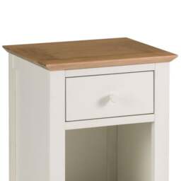 Salerno - 1 Drawer Bedside Table - Ivory/Oak - Wooden - Happy Beds - thumbnail 2