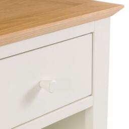 Salerno - 1 Drawer Bedside Table - Ivory/Oak - Wooden - Happy Beds - thumbnail 3