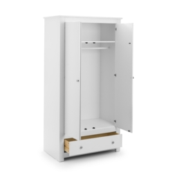 Radley - 2 Door Combination Wardrobe - White - Wooden - Happy Beds - thumbnail 1