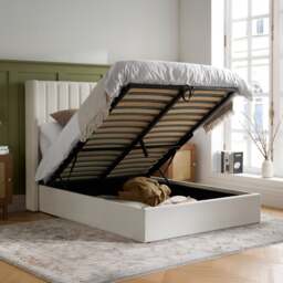 Maisey - King Size - Ottoman Storage Bed - Cream - Linen Fabric - 5ft - thumbnail 2