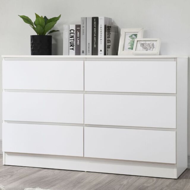 Oslo - 6 Drawer Chest of Drawers - White - Wooden - Happy Beds - image 1