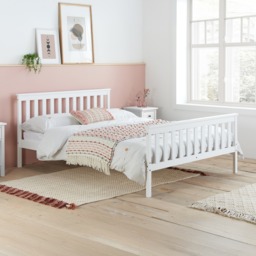 Oxford - Small Double - Low Foot End Bed - White - Wooden - 4ft - Happy Beds - thumbnail 1