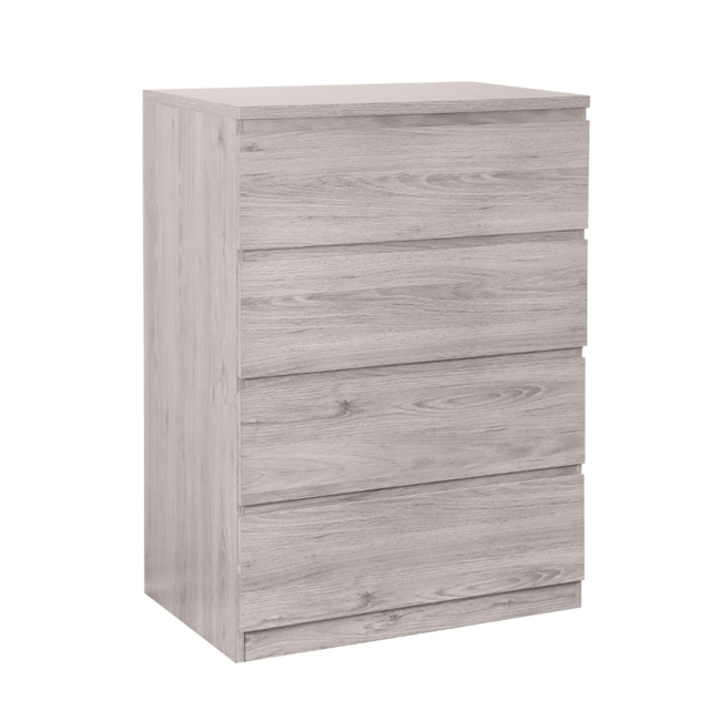 Jupiter - 4 Drawer Chest - Grey Oak - Wooden - Happy Beds - image 1