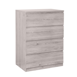 Jupiter - 4 Drawer Chest - Grey Oak - Wooden - Happy Beds - thumbnail 1