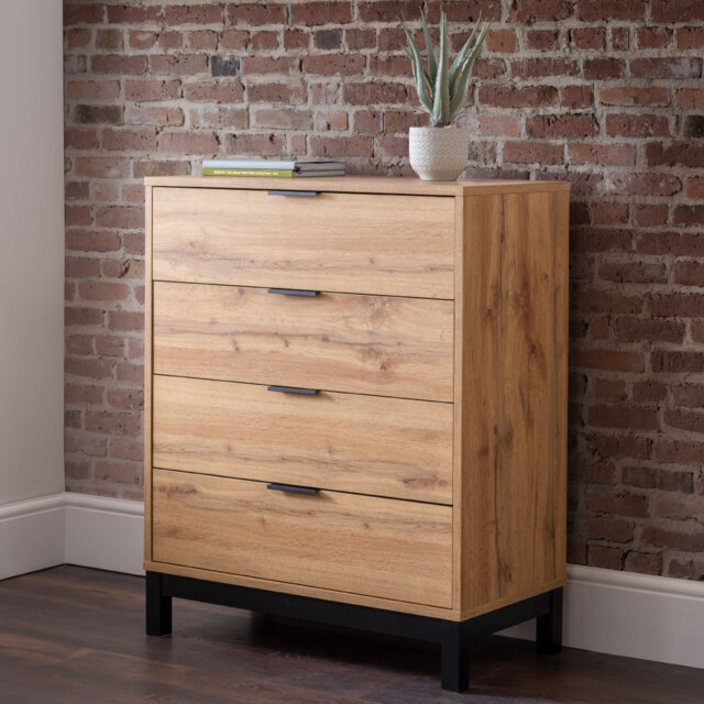Bali - 4 Drawer Chest - Oak - Wooden - Happy Beds - image 1