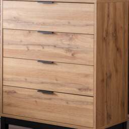 Bali - 4 Drawer Chest - Oak - Wooden - Happy Beds - thumbnail 4