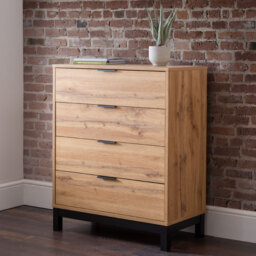 Bali - 4 Drawer Chest - Oak - Wooden - Happy Beds - thumbnail 1