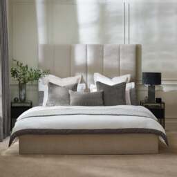 Miley - Super King Size - Tall Ottoman Storage Bed - Taupe - Fabric - 6ft - thumbnail 3