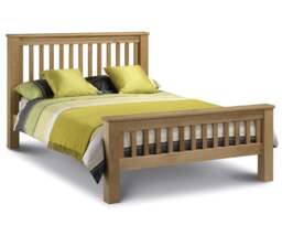 Amsterdam - Double - Solid Oak Wooden Bed Frame - High Foot End - Double - Happy Beds - thumbnail 2