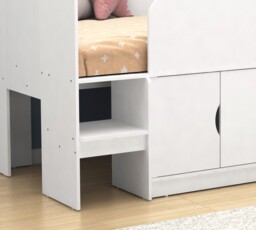 Kudl – Single – Mid Sleeper with Drawers and Shelves – White – Wooden – 3ft - Happy Beds - thumbnail 4