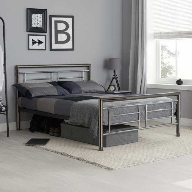 Montana - Double - Metal Bed - Chrome and Nickel - Metal - 4ft6 - Happy Beds - image 1