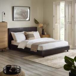Rialto - Small Double - Low Foot-End Bed - Brown - Faux Leather - 4ft - thumbnail 2