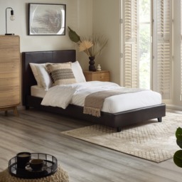 Rialto - Small Double - Low Foot-End Bed - Brown - Faux Leather - 4ft - thumbnail 3