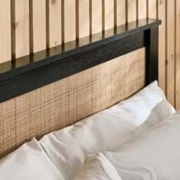 Padstow - Double - Rattan Ottoman Storage Bed - Black - Wooden - 4ft6 - Happy Beds - thumbnail 5