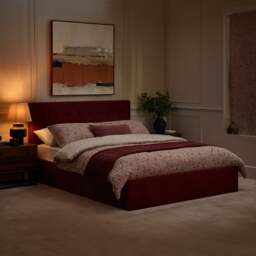 Peggy - Double - Ottoman Storage Bed - Red Burgundy - Fabric - 4ft6 - thumbnail 7