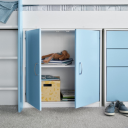 Lacy - Single - Storage Midsleeper Bed - White/Blue - Wooden - 3ft - Happy Beds - thumbnail 6