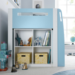 Lacy - Single - Storage Midsleeper Bed - White/Blue - Wooden - 3ft - Happy Beds - thumbnail 7