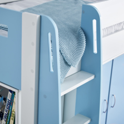 Lacy - Single - Storage Midsleeper Bed - White/Blue - Wooden - 3ft - Happy Beds - thumbnail 3