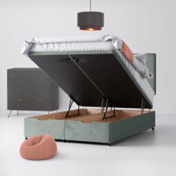 Single - Divan Bed and Cornell Plain Headboard - Light Grey - Velvet - 3ft - Happy Beds - thumbnail 4