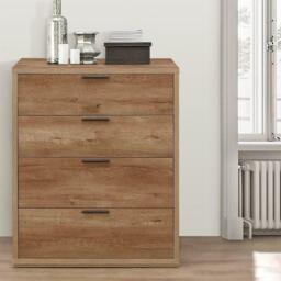 Stockwell - Rustic 4 Drawer Chest - Oak - Wooden - Happy Beds - thumbnail 2