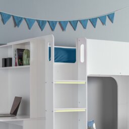 Venus - Single - Kids Bunk Bed - Storage and Desk - White Wooden - 3ft - Happy Beds - thumbnail 5