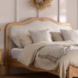 Alana – King Size– Low Foot-End Bed – Stone/Oak – Fabric/Wooden – 5ft - Happy Beds - thumbnail 4