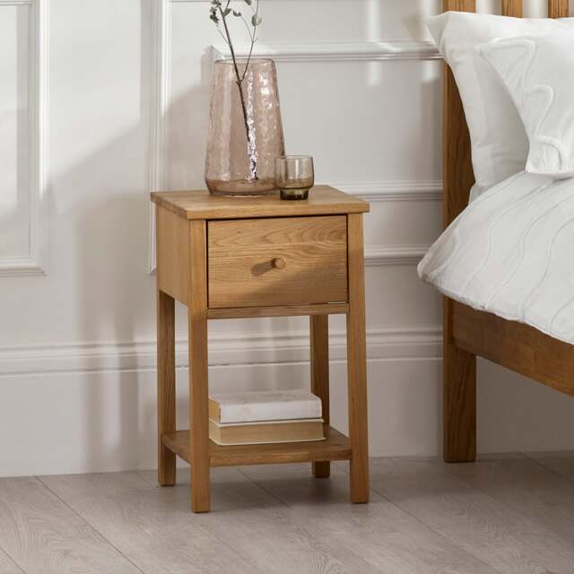 Coxmoor – 1-Drawer Bedside Table – Oak – Wooden - Happy Beds - image 1