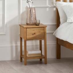 Coxmoor – 1-Drawer Bedside Table – Oak – Wooden - Happy Beds - thumbnail 1