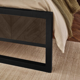 Harrison - Double - Herringbone Bed - Black/Dark Wood - Metal/Wood - 4ft6 - thumbnail 4